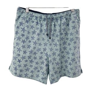 Peter Millar Starfish Pattern Swim Trunks Men's Size L Blue